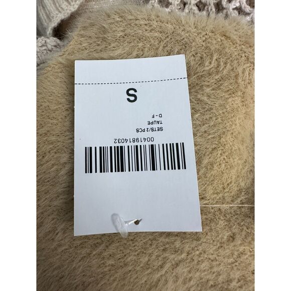 Forever 21 Fuzzy Cozy Sweater Cinch Front Crop Top Beige Small NEW with Tags - Picture 3 of 5